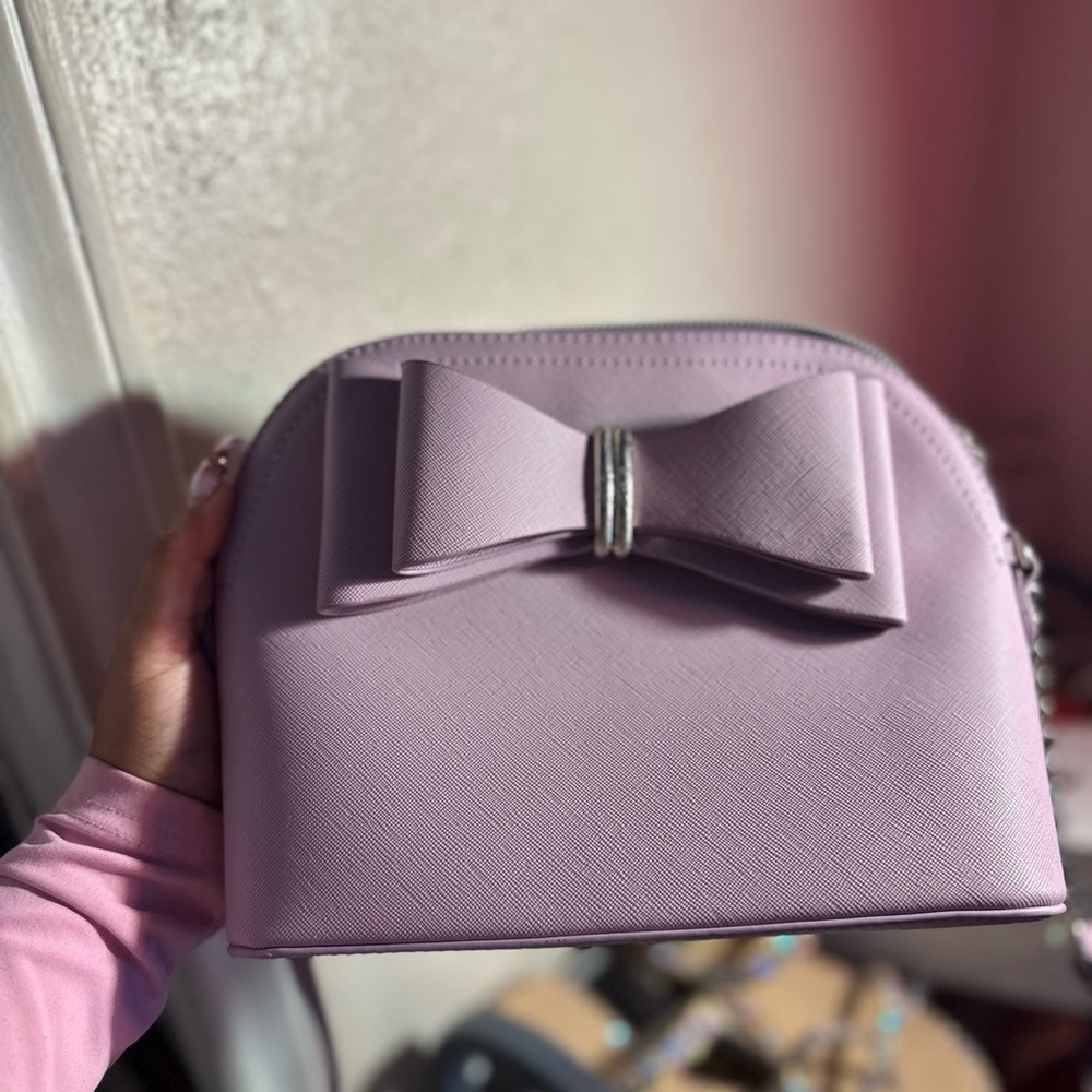 Betsey Johnson Purple Cosmetic Bag with Bow Accent